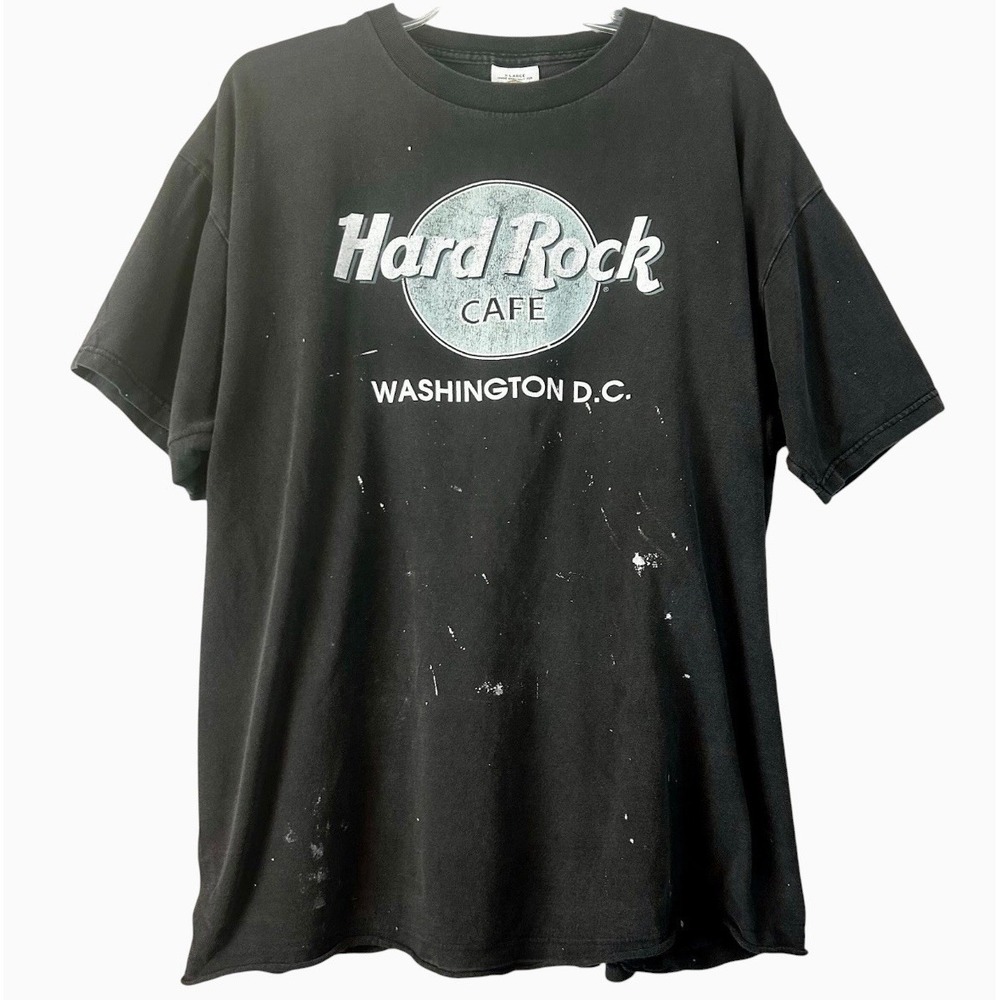 Vintage 90s Hard Rock Cafe Washington DC T-Shirt Single Stitch XL Paint Marks